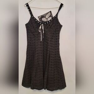 NWT Vintage Betsey Johnson Milkmaid Ribon Tie Eyelet Dress-Large
